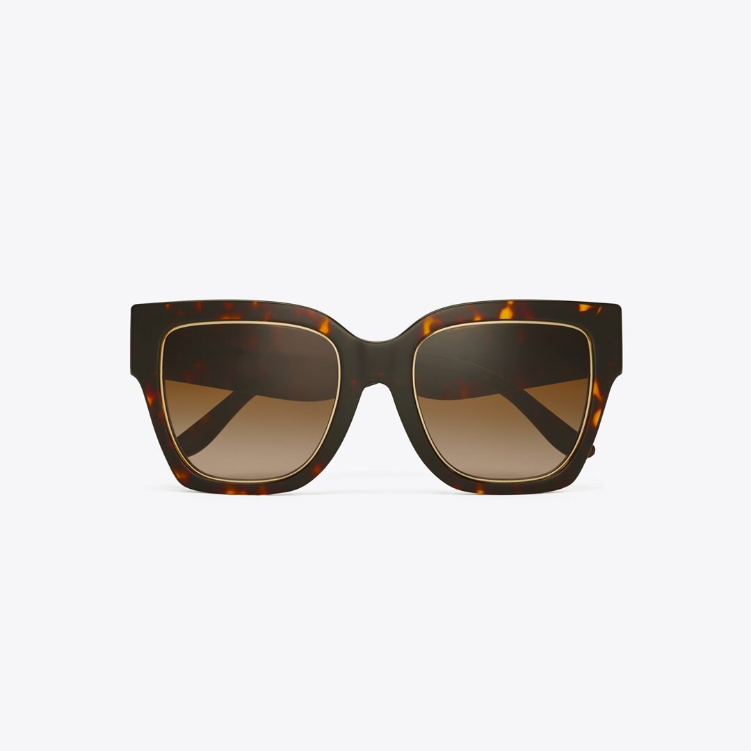 Tory Burch Kira Square Sunglasses DARK TORTOISE/BROWN GRADIENT