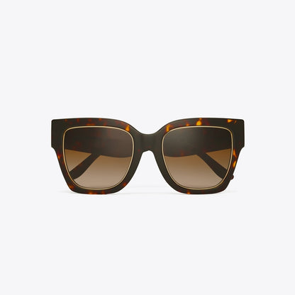 Tory Burch Kira Square Sunglasses DARK TORTOISE/BROWN GRADIENT
