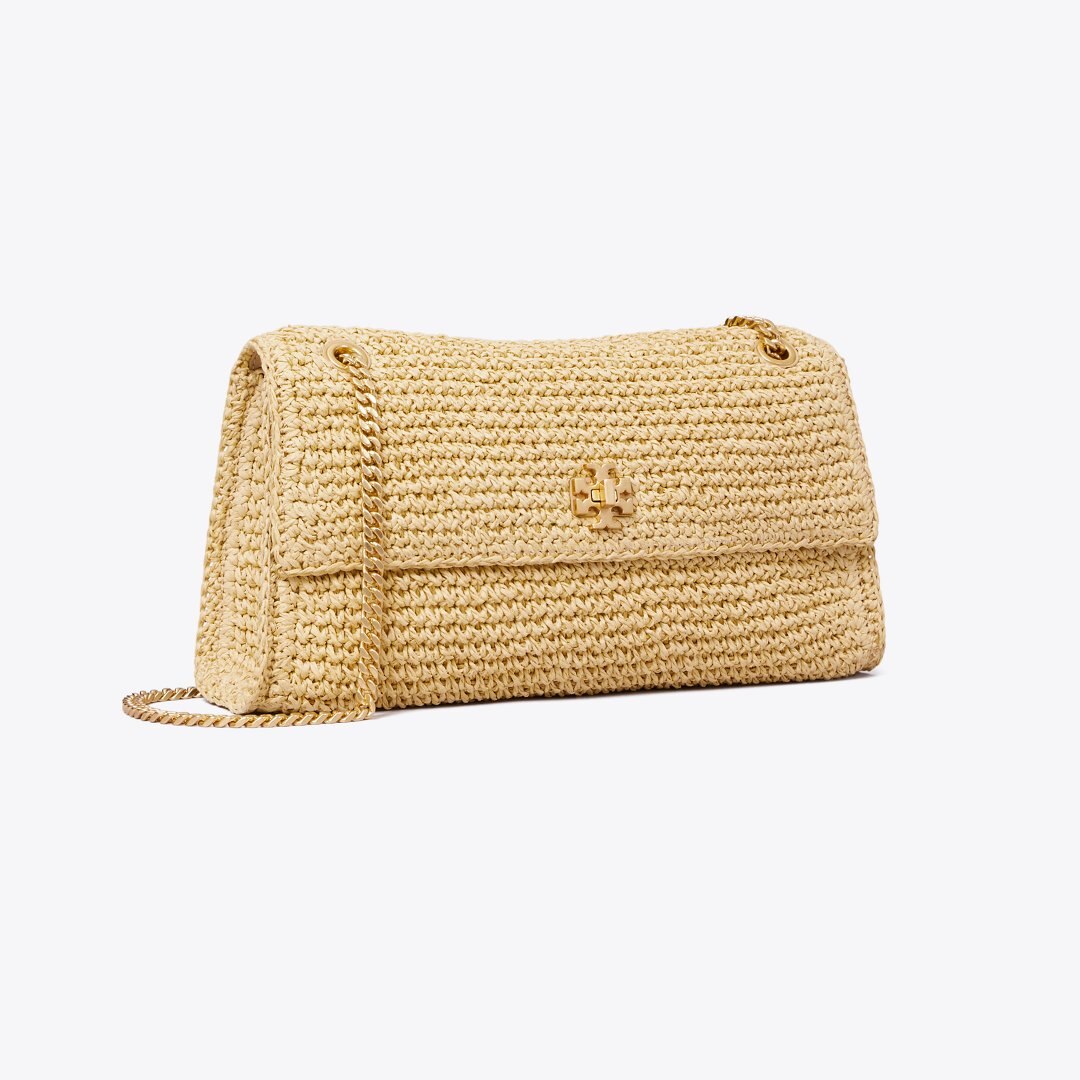 Tory Burch Kira Turnlock Woven Shoulder Bag Natural