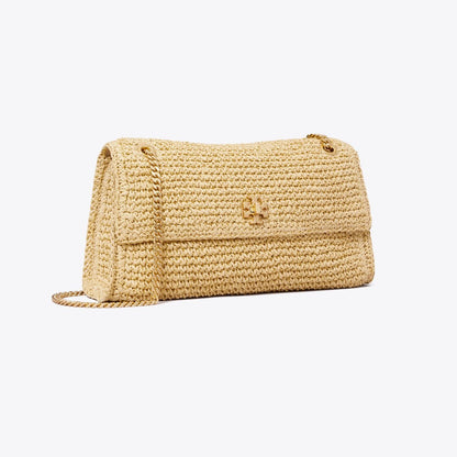 Tory Burch Kira Turnlock Woven Shoulder Bag Natural