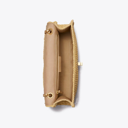 Tory Burch Kira Turnlock Woven Shoulder Bag Natural