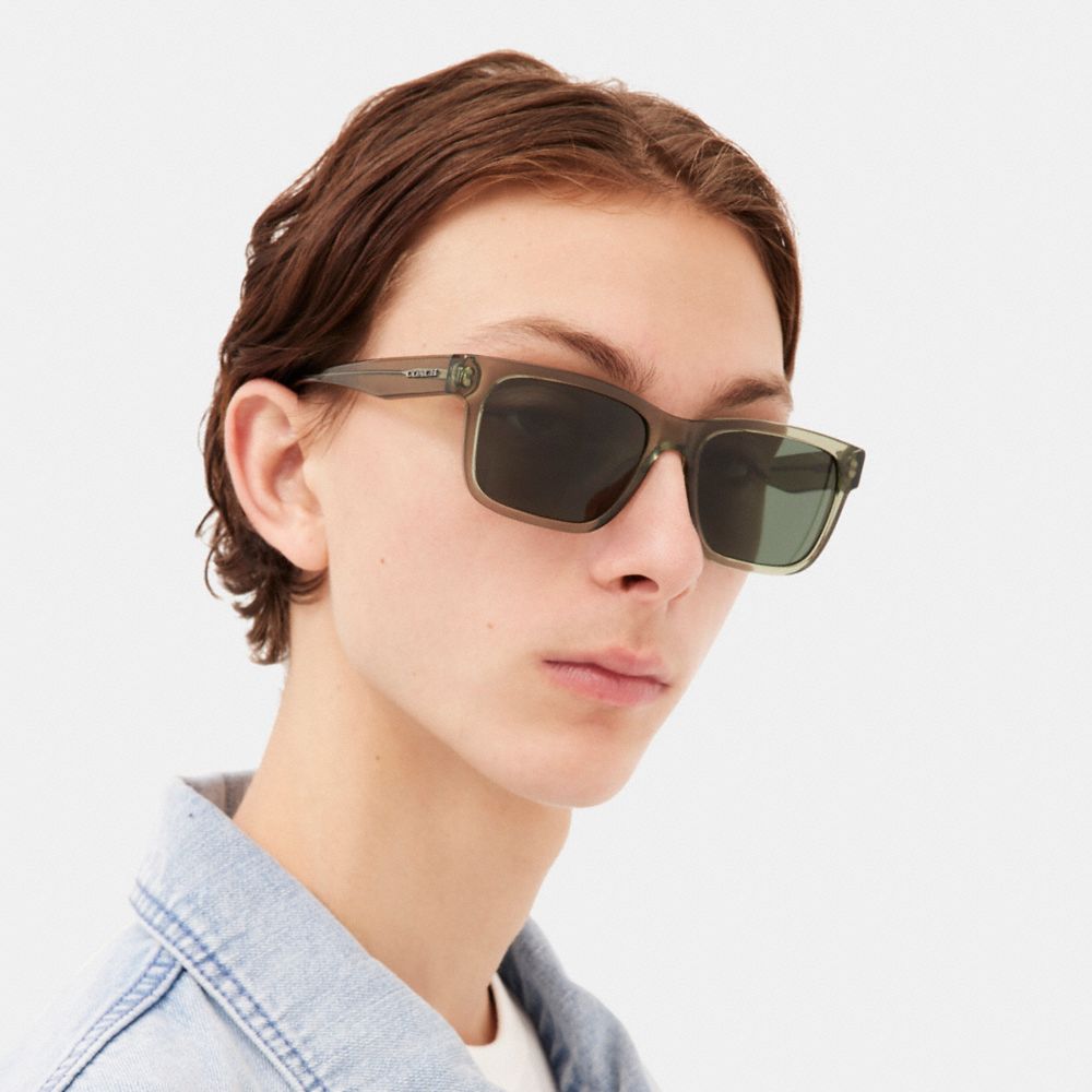 Square Frame Sunglasses Transparent Green Transparent Green