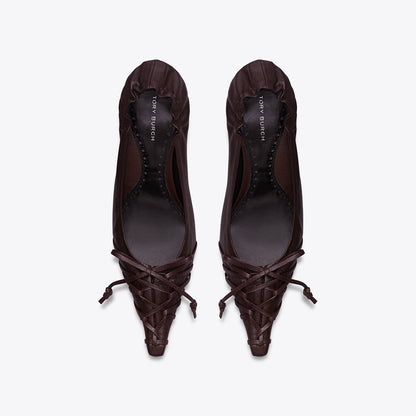 Tory Burch Lace-Up Wedge SEAL BROWN