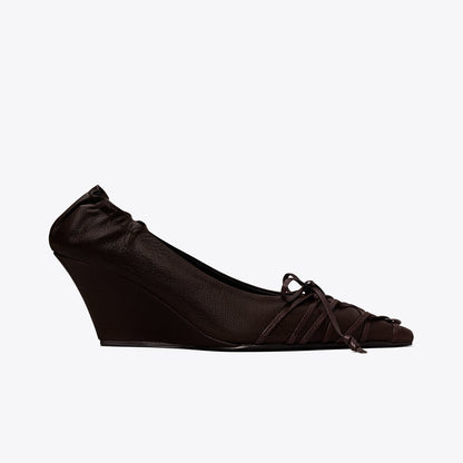 Tory Burch Lace-Up Wedge SEAL BROWN