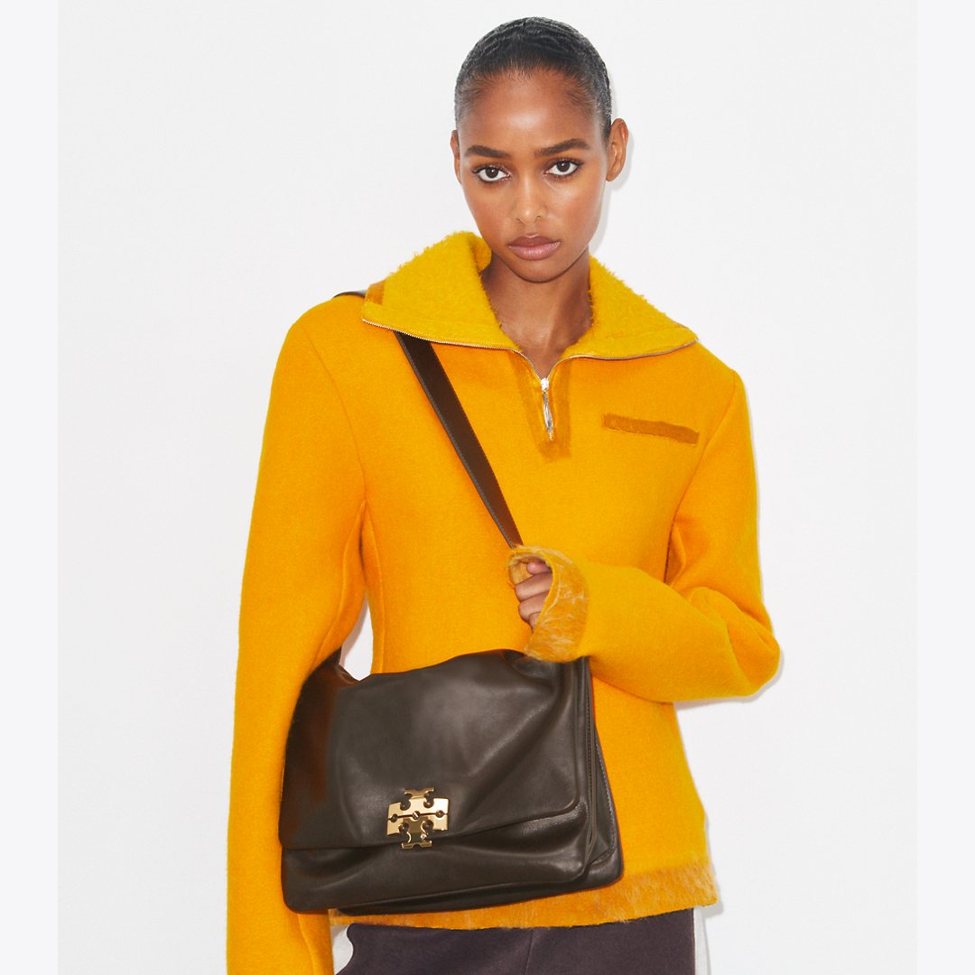 Tory Burch Large Charlie Shoulder Bag Warm Mahogany