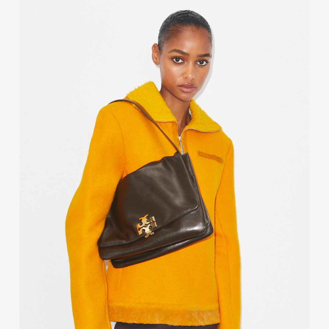 Tory Burch Large Charlie Shoulder Bag Warm Mahogany