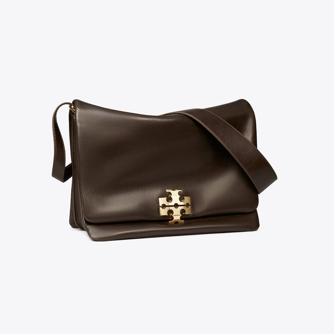 Tory Burch Large Charlie Shoulder Bag Warm Mahogany