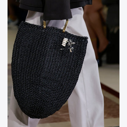 Tory Burch Large Crocheted Tote BLACK
