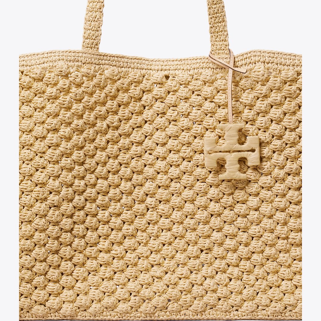 Tory Burch Large Ella Hand-Crocheted Popcorn Tote Natural