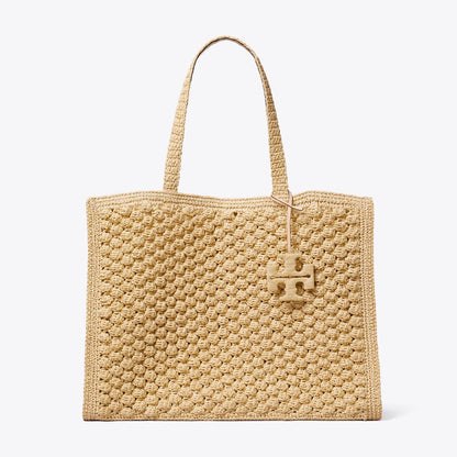Tory Burch Large Ella Hand-Crocheted Popcorn Tote Natural