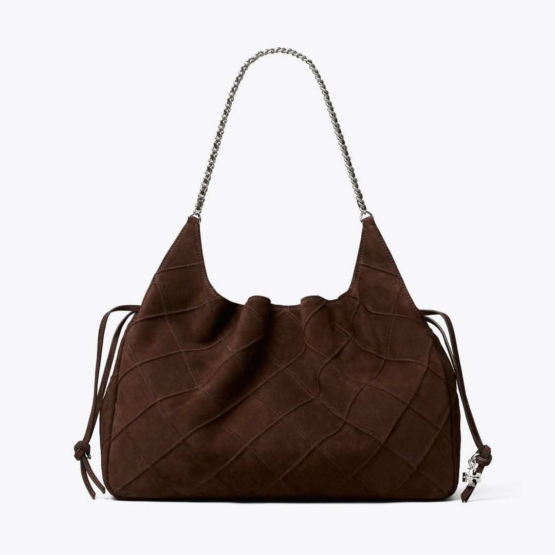 Tory Burch Large Fleming Suede Tote Dark Cocoa
