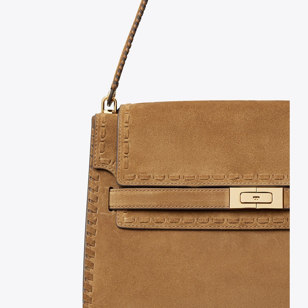Tory Burch Large Lee Radziwill Suede Shoulder Bag WILD TABACCO