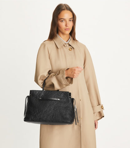 Large Mercer Distressed Satchel Black Black