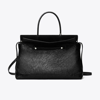 Tory Burch Large Mercer Distressed Satchel Black