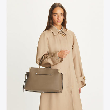 Tory Burch Large Mercer Pebbled Satchel Wild Mushroom