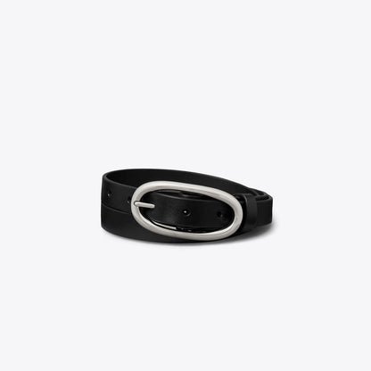 Tory Burch Large Pierced Buckle Belt Black/Silver