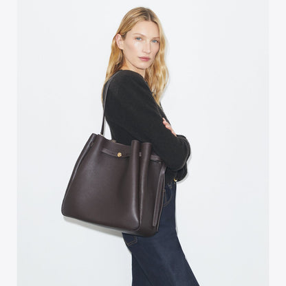 Tory Burch Large Romy Bucket Bag Deep Brown