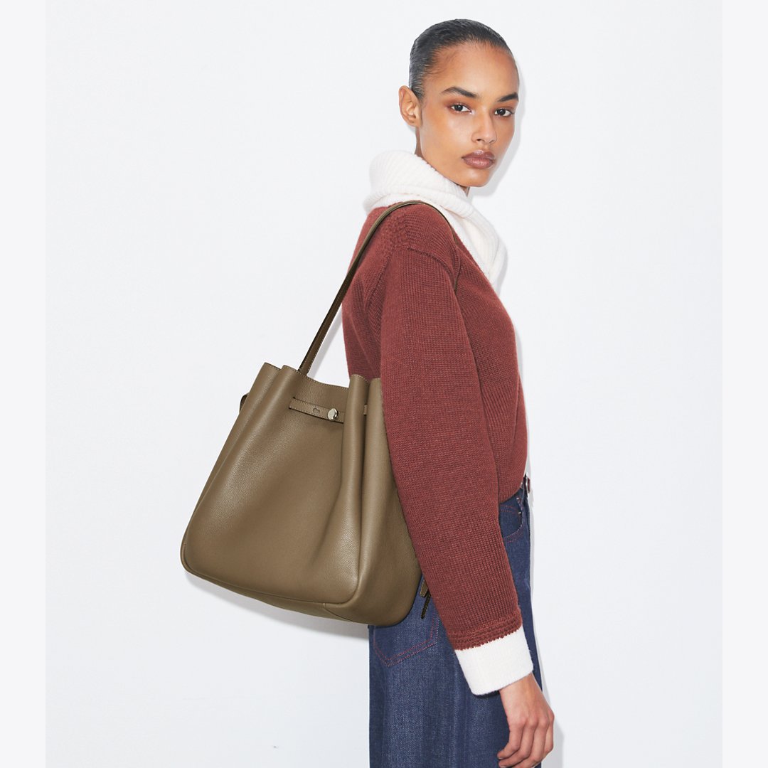 Tory Burch Large Romy Bucket Bag Wild Mushroom