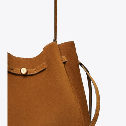 Tory Burch Large Romy Suede Bucket Bag Caramel