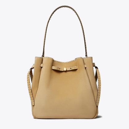 Tory Burch Large Romy Suede Pick Stitch Bucket Bag Butter