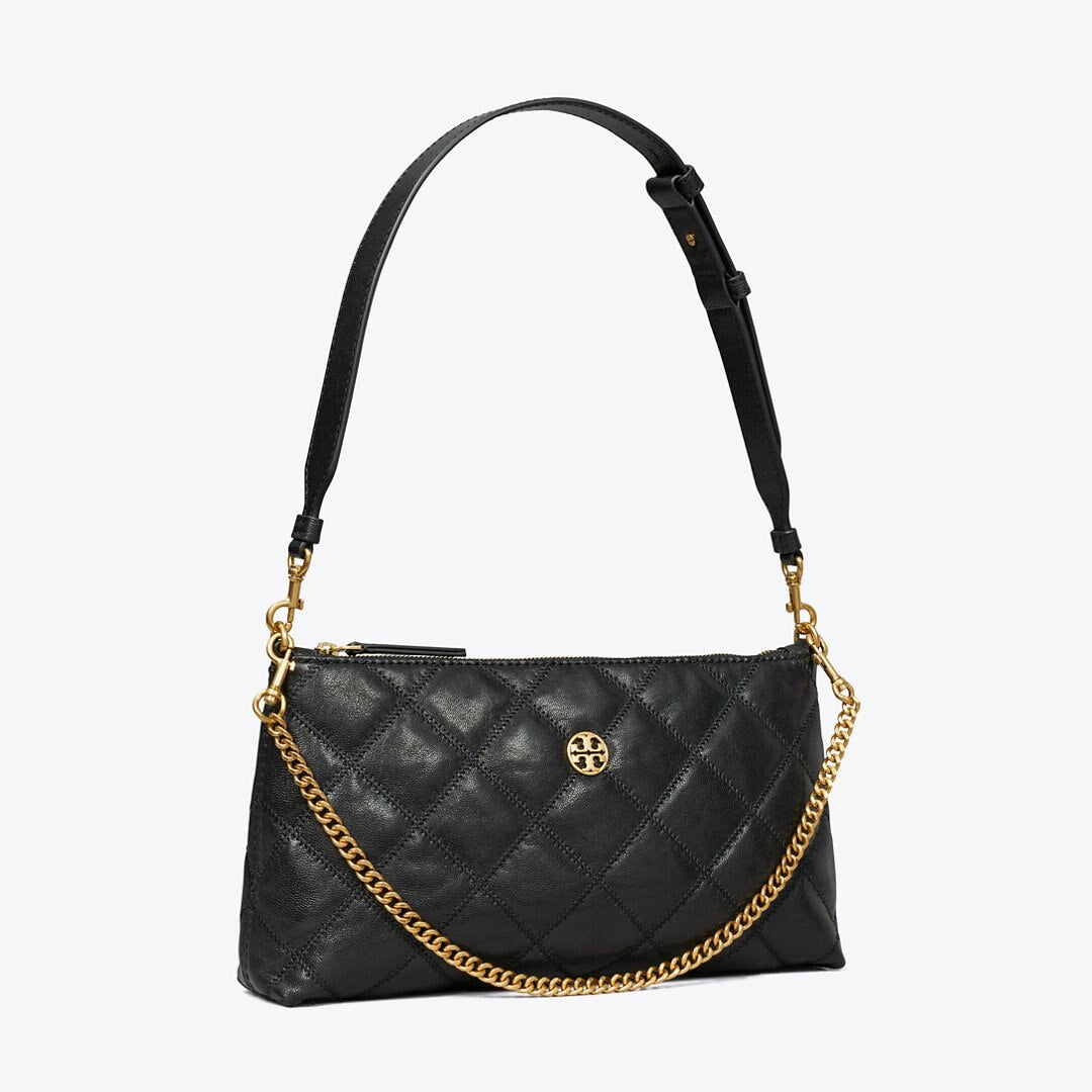 Tory Burch Leather and Chain Shoulder Bag Black
