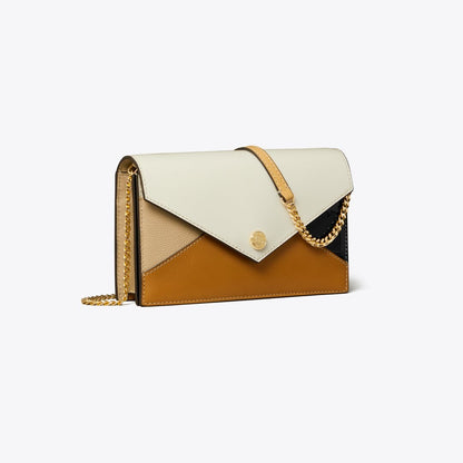 Tory Burch Leather Envelope Crossbody Blanc Multi