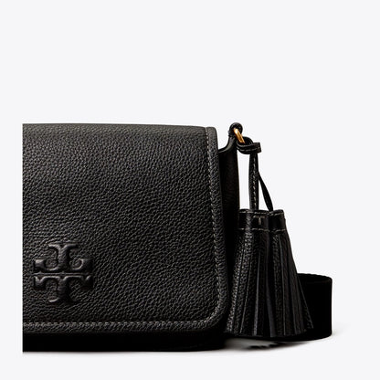 Tory Burch Leather Flap Crossbody Black