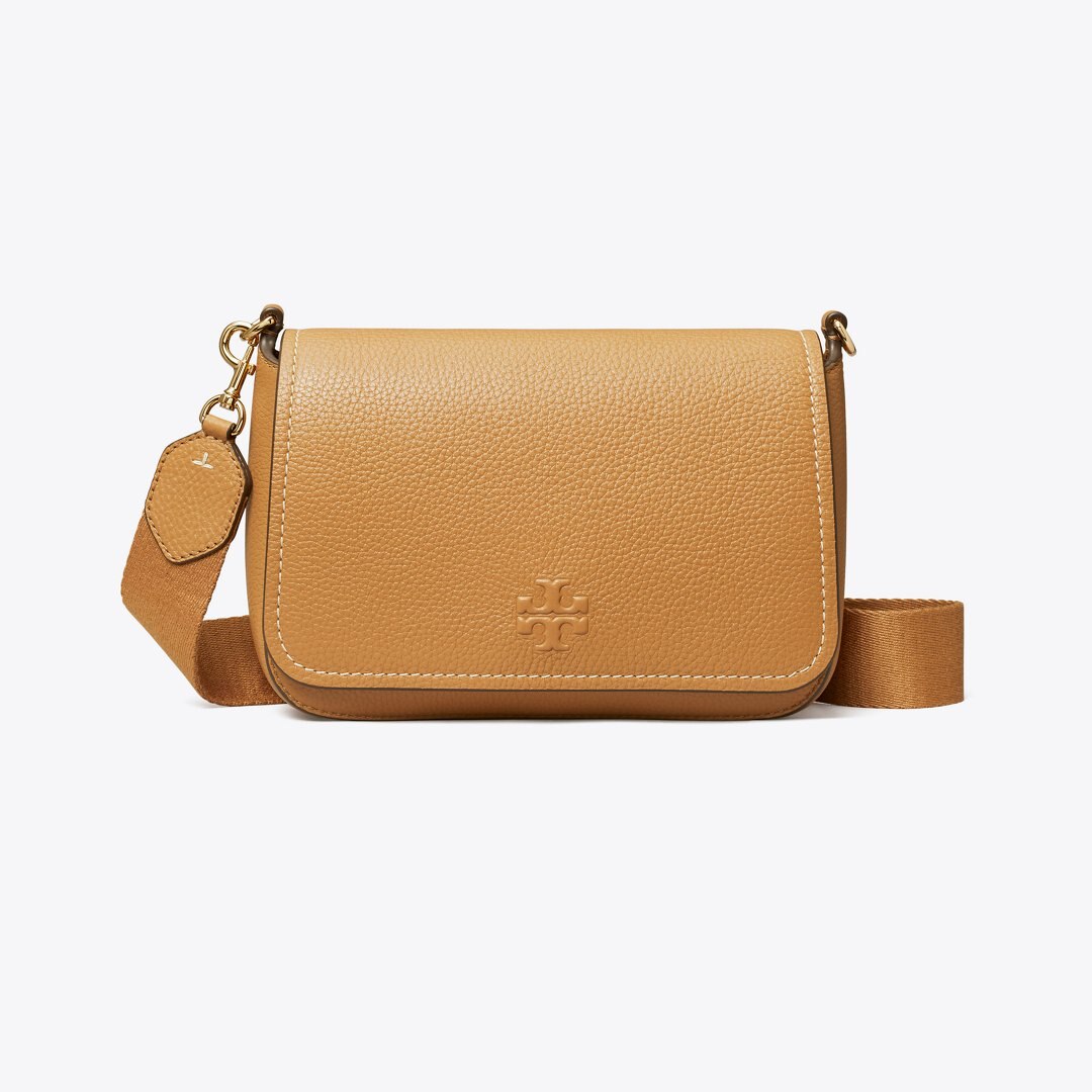 Tory Burch Leather Flap Crossbody Tiramisu