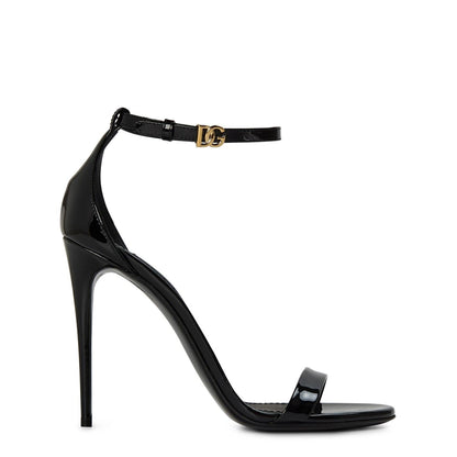  Leather Strappy Sandals Black Gold