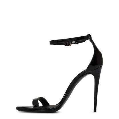  Leather Strappy Sandals Black Gold