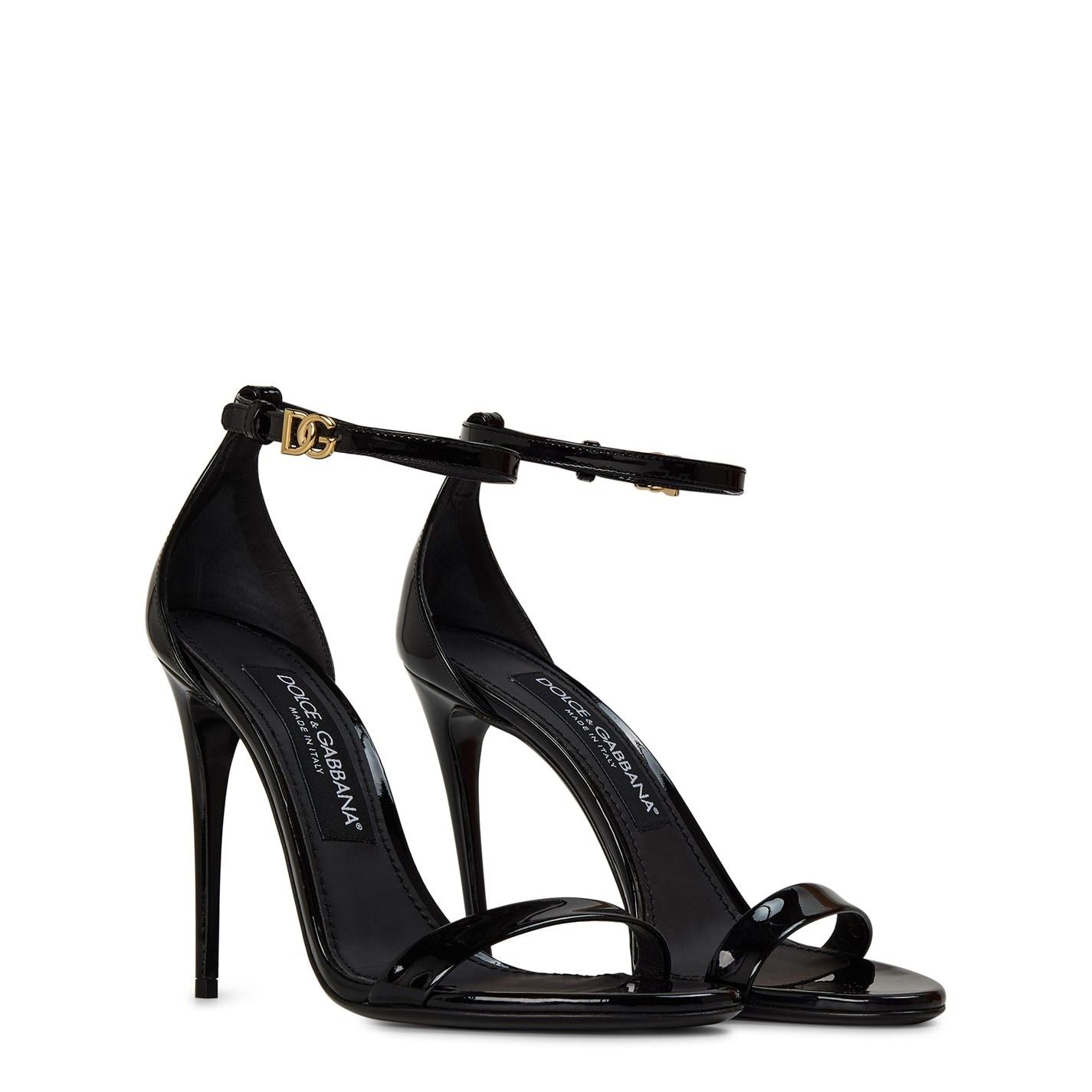  Leather Strappy Sandals Black Gold