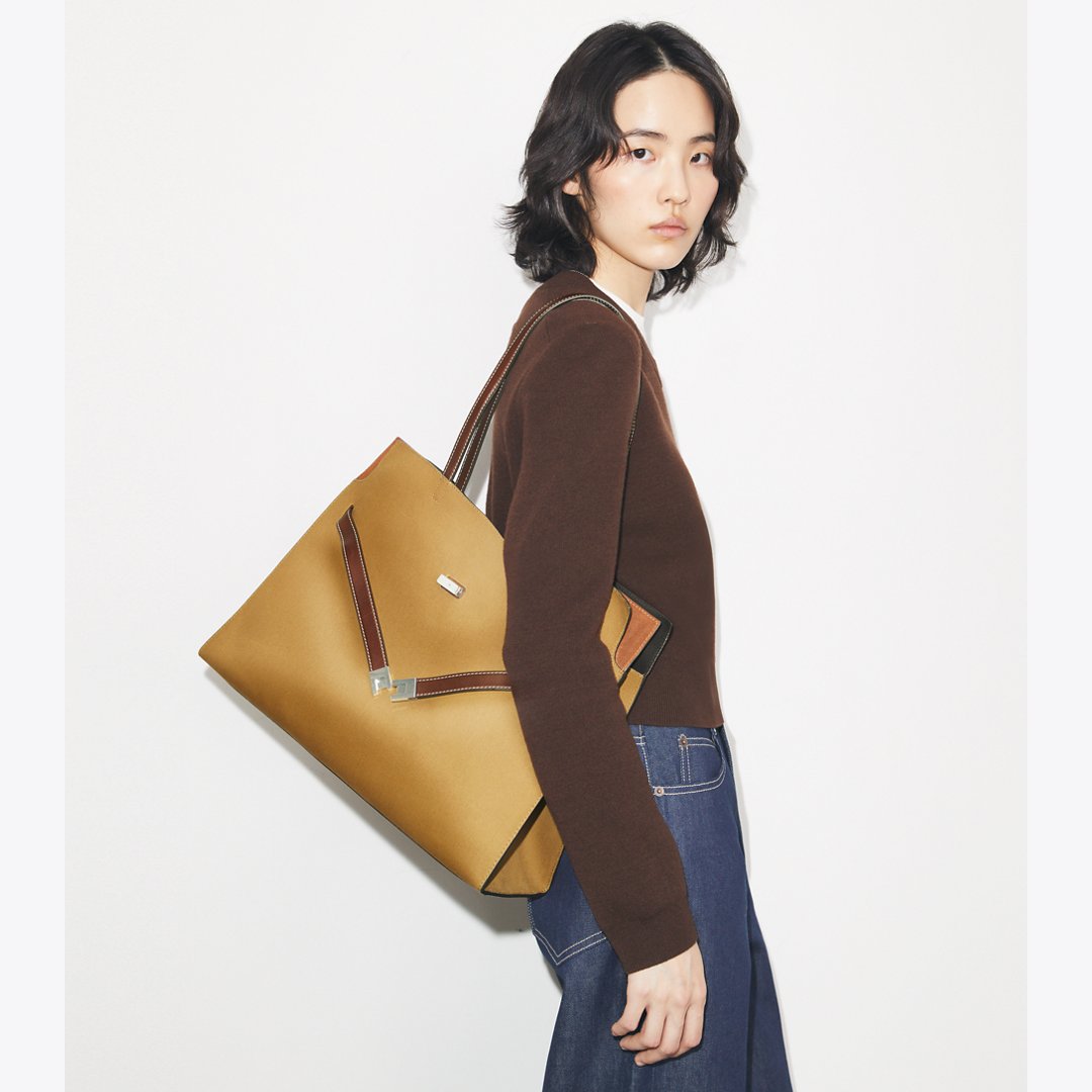 Tory Burch Lee Radziwill Canvas Tote Khaki