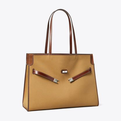 Tory Burch Lee Radziwill Canvas Tote Khaki