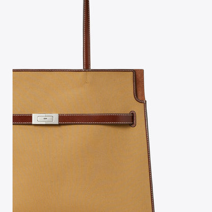 Tory Burch Lee Radziwill Canvas Tote Khaki