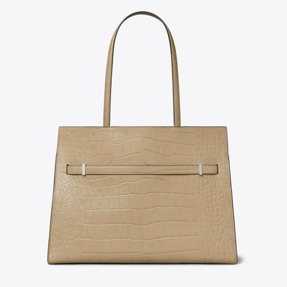 Tory Burch Lee Radziwill Embossed Tote Ginger Leaf