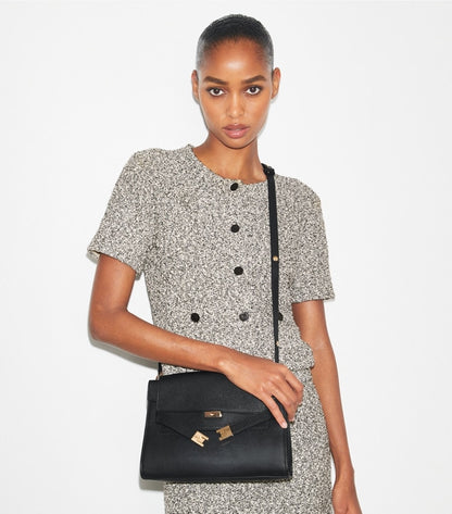 Lee Radziwill Pebbled Shoulder Bag Black Black