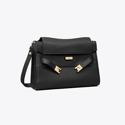 Tory Burch Lee Radziwill Pebbled Shoulder Bag Black