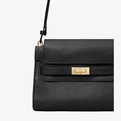 Tory Burch Lee Radziwill Pebbled Shoulder Bag Black