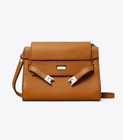 Lee Radziwill Pebbled Shoulder Bag BOURBON BOURBON