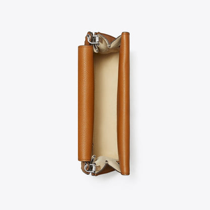 Tory Burch Lee Radziwill Pebbled Shoulder Bag BOURBON