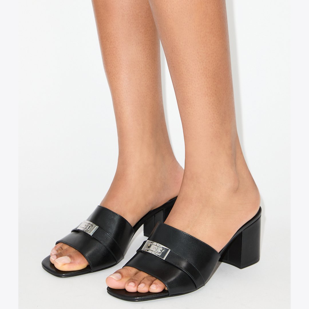 Tory Burch LeeLee Heeled Mule PERFECT BLACK