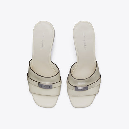 Tory Burch LeeLee Heeled Mule Light Cream