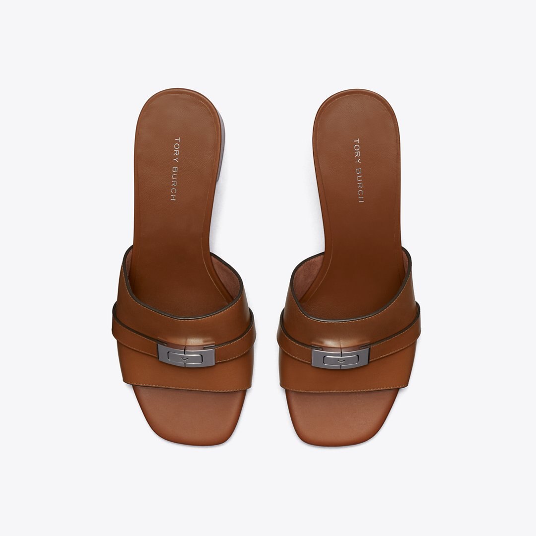 Tory Burch LeeLee Heeled Mule AGED TAN