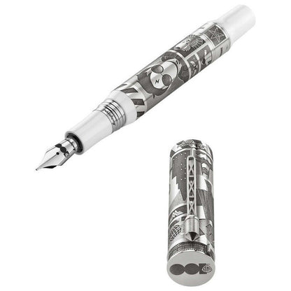 Limited Edition Montegrappa Warner Bros. 100Th Anniversary Extra Fine Nib Silver/White Fountain Pen Iswbn1Se
