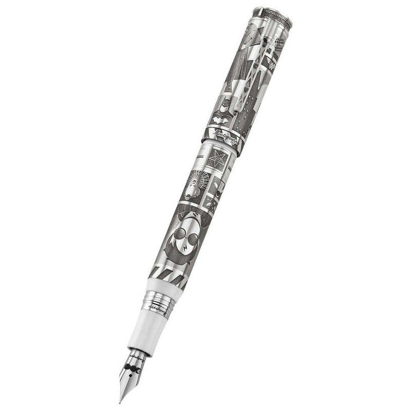 Limited Edition Montegrappa Warner Bros. 100Th Anniversary Fine Nib Silver/White Fountain Pen Iswbn2Se