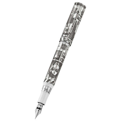 Limited Edition Montegrappa Warner Bros. 100Th Anniversary Medium Nib Silver/White Fountain Pen Iswbn3Se