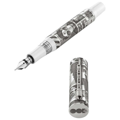 Limited Edition Montegrappa Warner Bros. 100Th Anniversary Medium Nib Silver/White Fountain Pen Iswbn3Se
