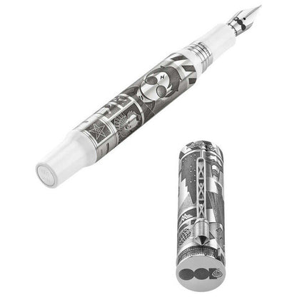 Limited Edition Montegrappa Warner Bros. 100Th Anniversary Medium Nib Silver/White Fountain Pen Iswbn3Se