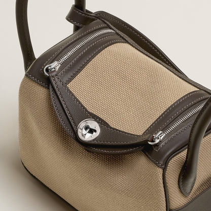  Hermes Lindy Ii Mini Bag Toile & Cuir Mousse
