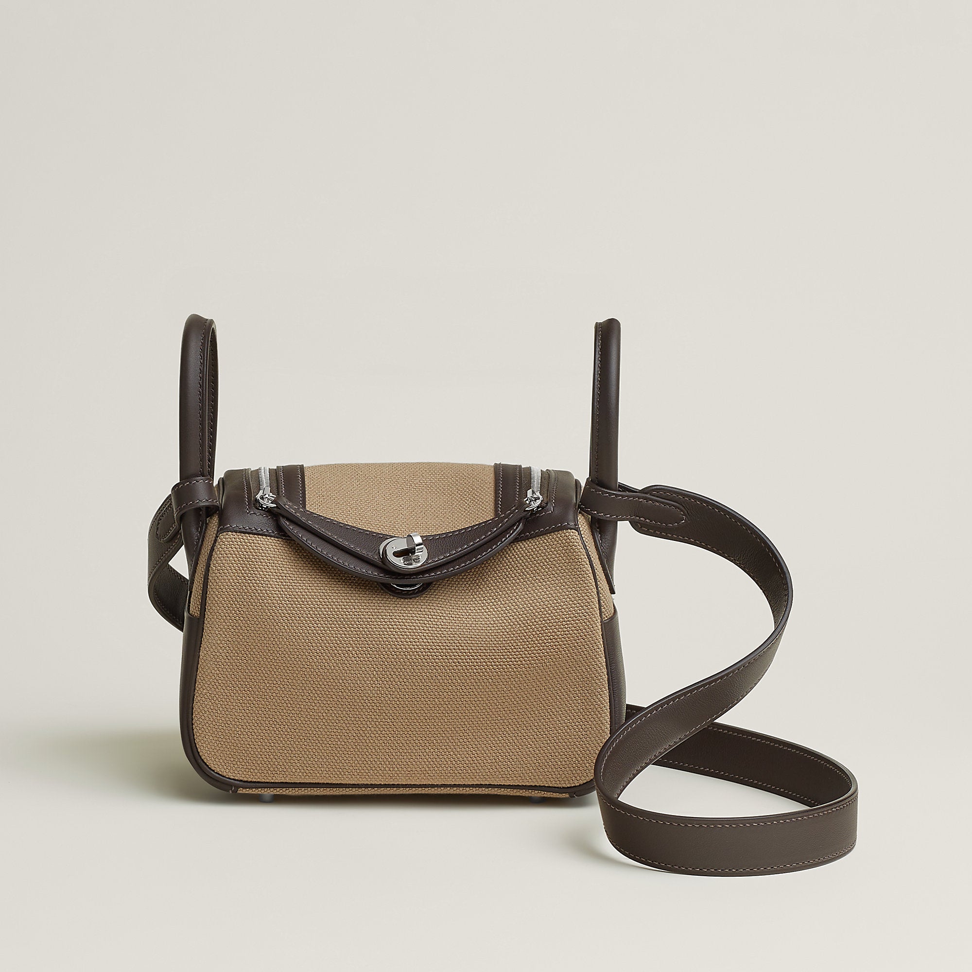  Hermes Lindy Ii Mini Bag Toile & Cuir Mousse